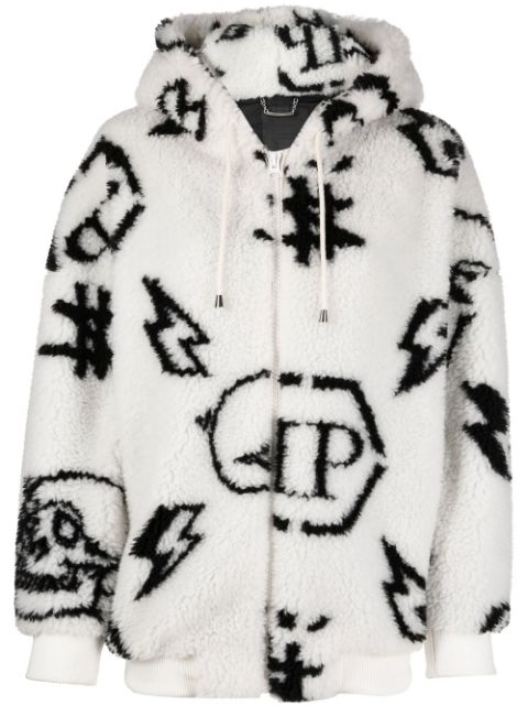 Philipp Plein motif-print zip-fastening hoodie