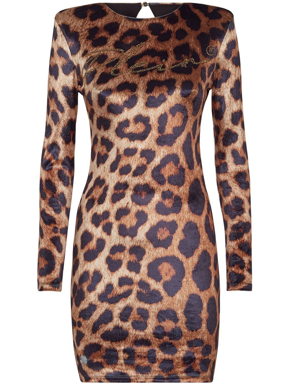 Philipp Plein leopard-print cut-out mini dress - Neutrals