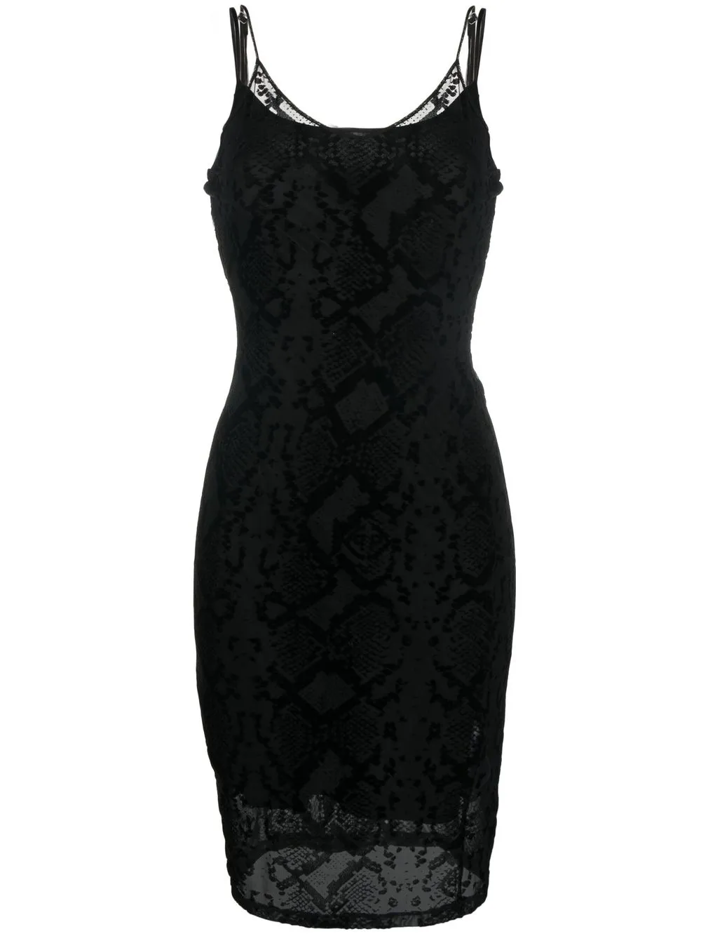 

Philipp Plein vestido midi con estampado de piel de serpiente - Negro