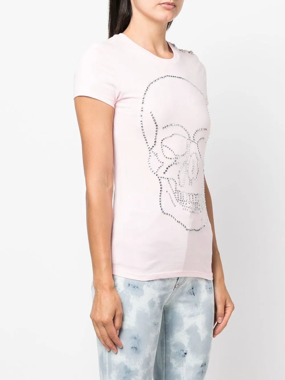  Philipp Plein T Shirt Mit Kristallen   Rosa 