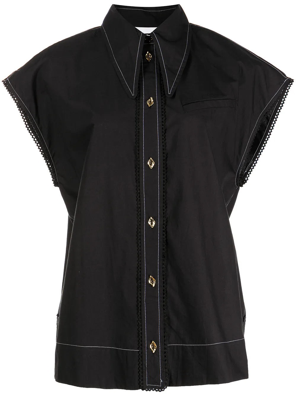 

GANNI camisa sin mangas con botones - Negro