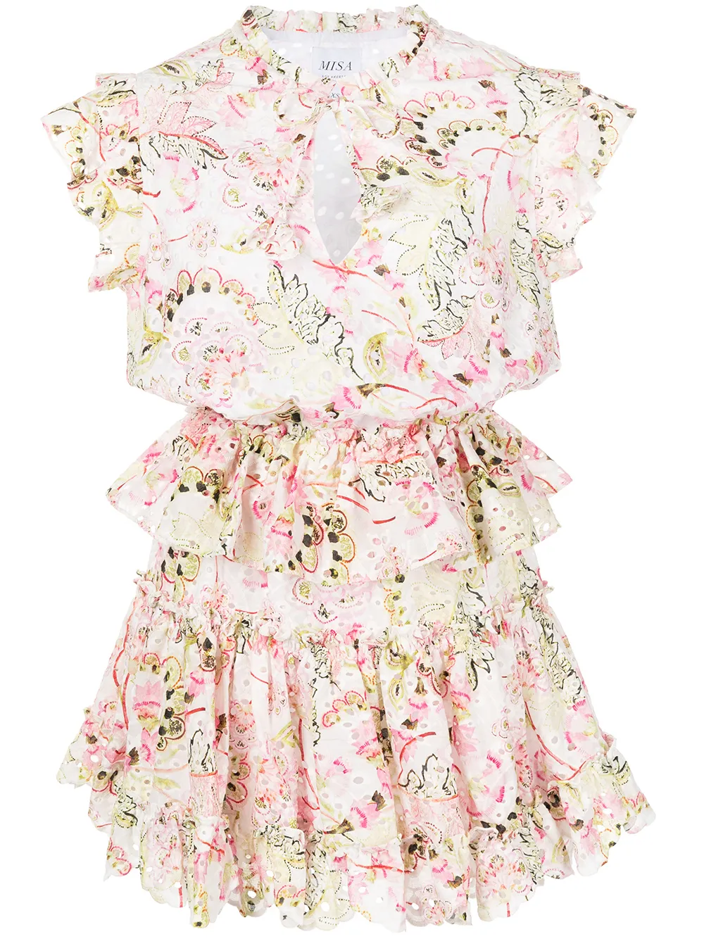 Misa Los Angeles vestido corto Iliana con volantes - Blanco
