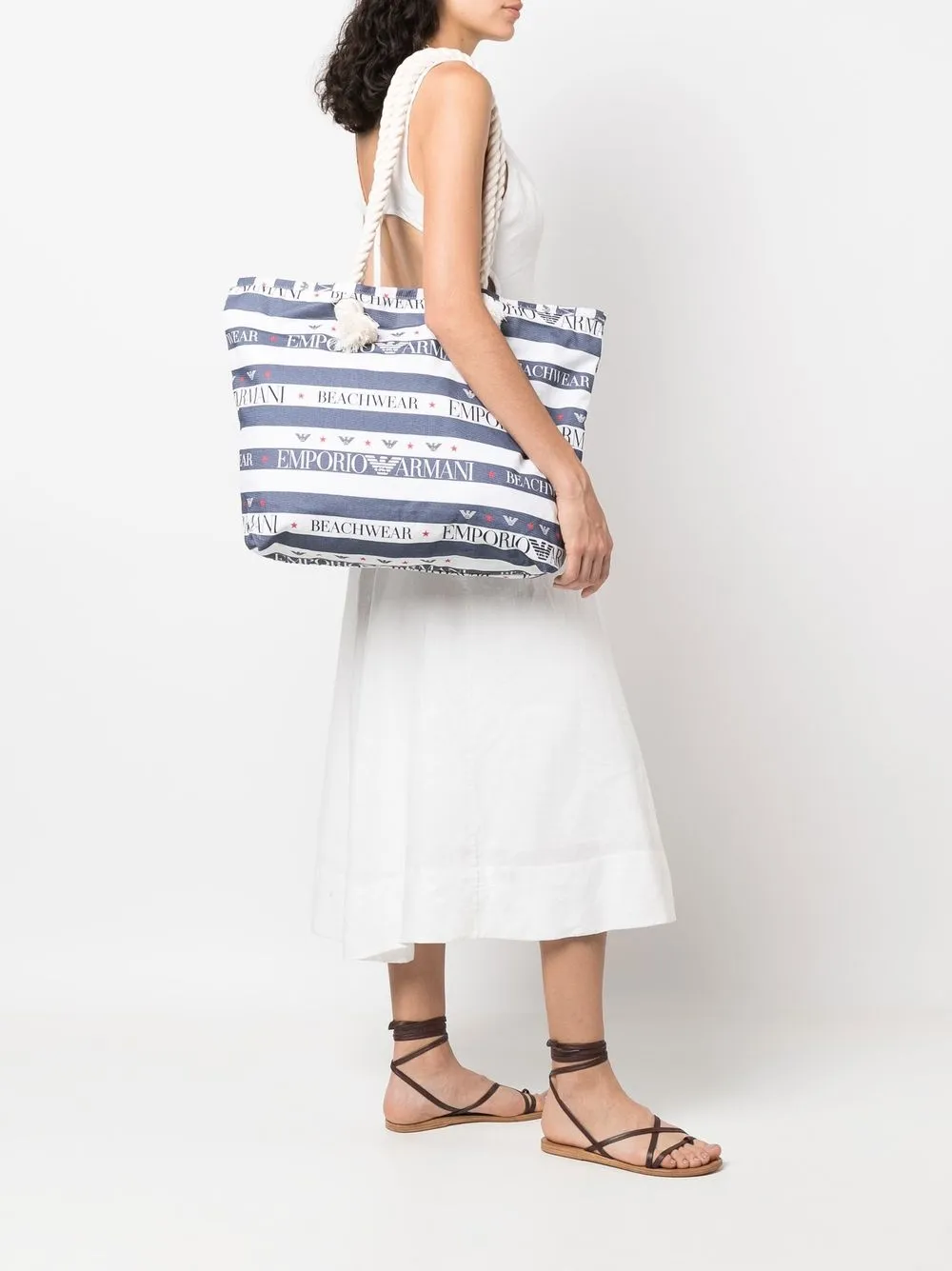 Image 2 of Emporio Armani striped logo-print tote bag