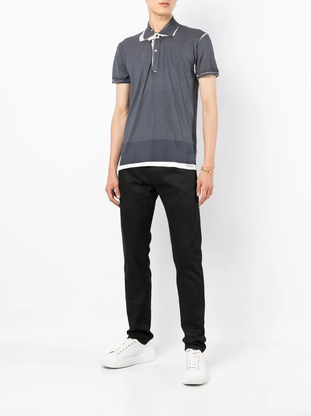 Dolce & Gabbana Poloshirt met stippen - Blauw
