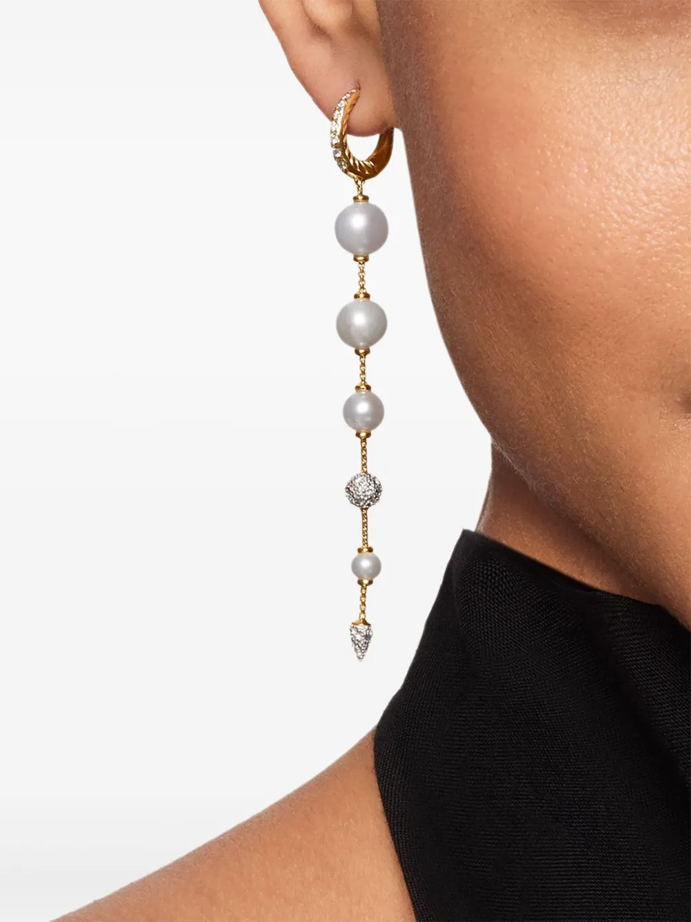 David Yurman 18K黄金钻石珠饰吊饰耳环 | Image 2