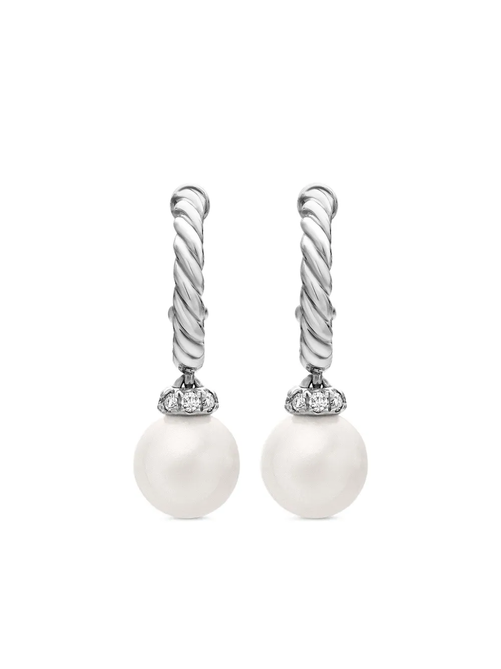 David Yurman パールドロップ フープピアス 18.4mm スターリングシルバー - シルバートーン David Yurman パールドロップ フープピアス 18.4mm スターリングシルバー - シルバートーン