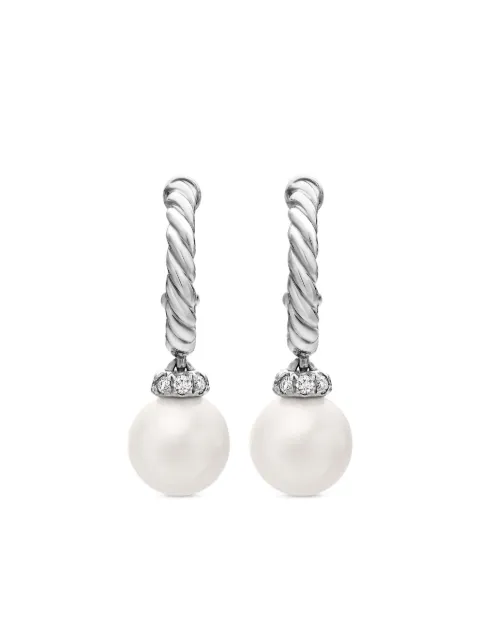 David Yurman sterling silver pearl-drop hoop earrings (18.4mm)