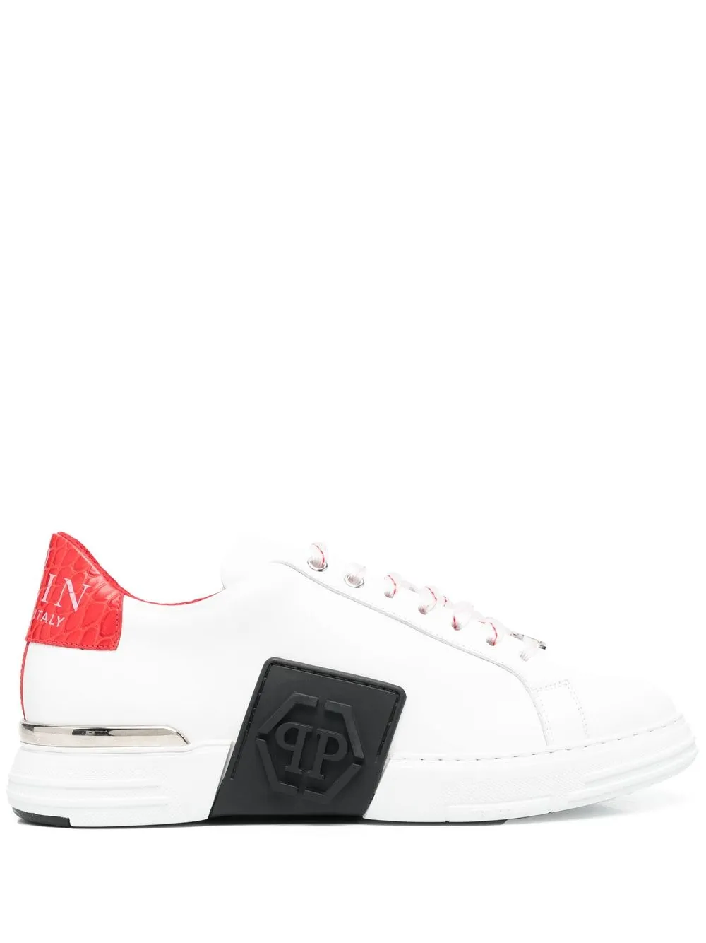 

Philipp Plein tenis bajos con parche del logo - Blanco