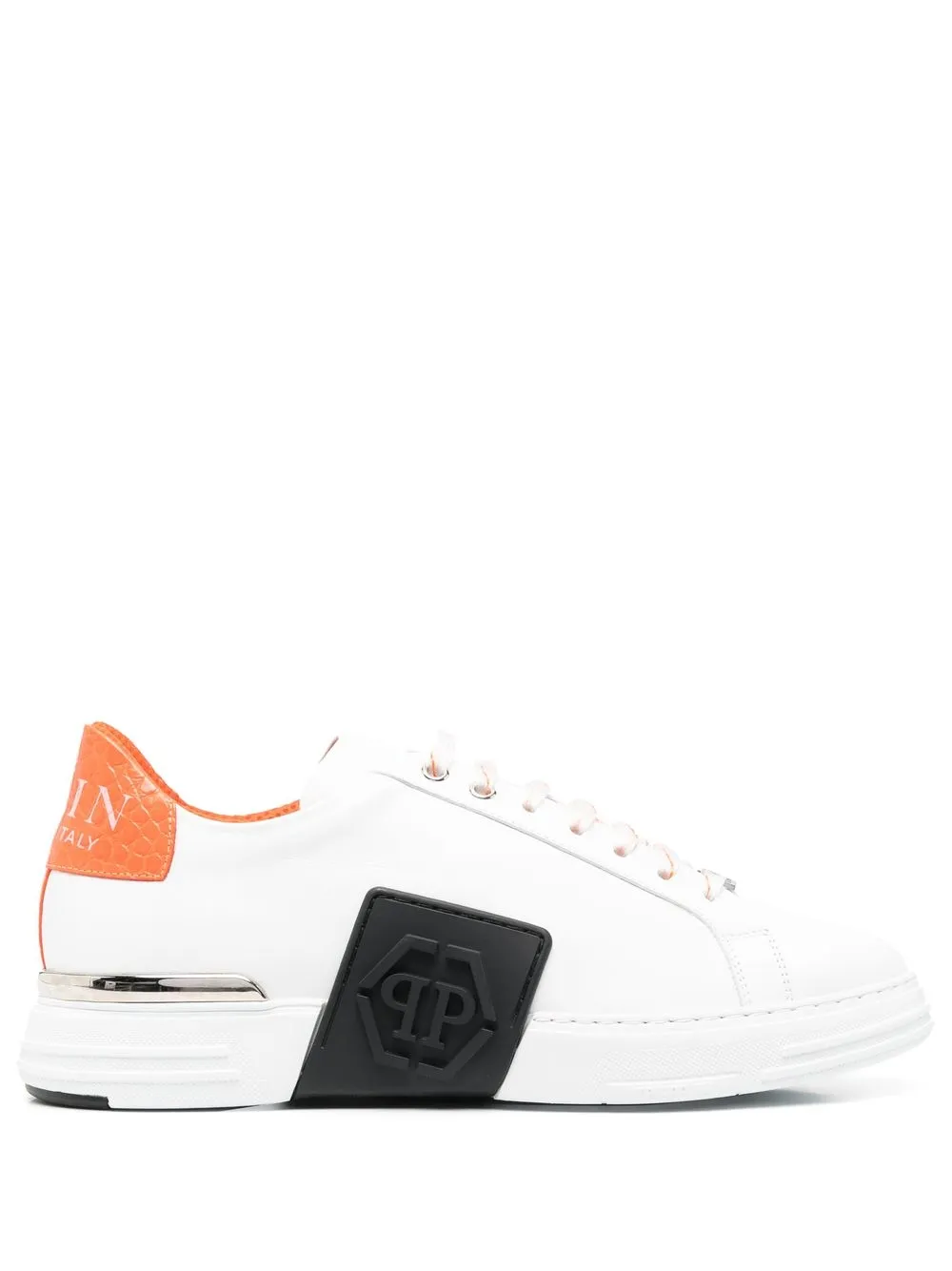 

Philipp Plein tenis Hexagon con agujetas - Blanco