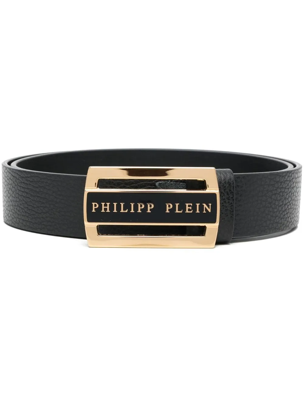 

Philipp Plein cinturón con placa del logo - Negro