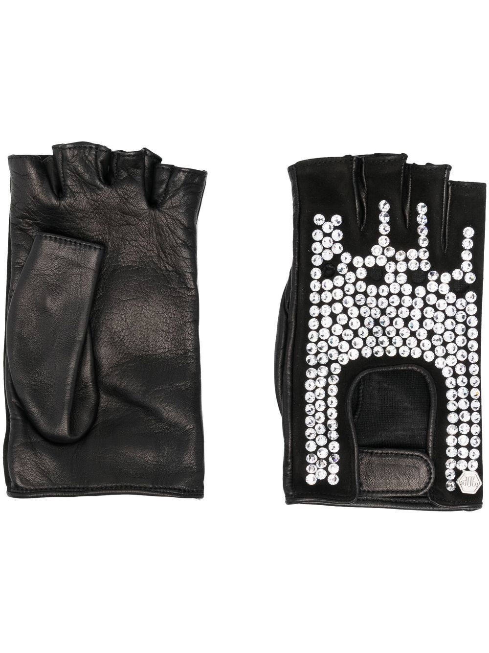 Image 1 of Philipp Plein crystal-embellished leather gloves