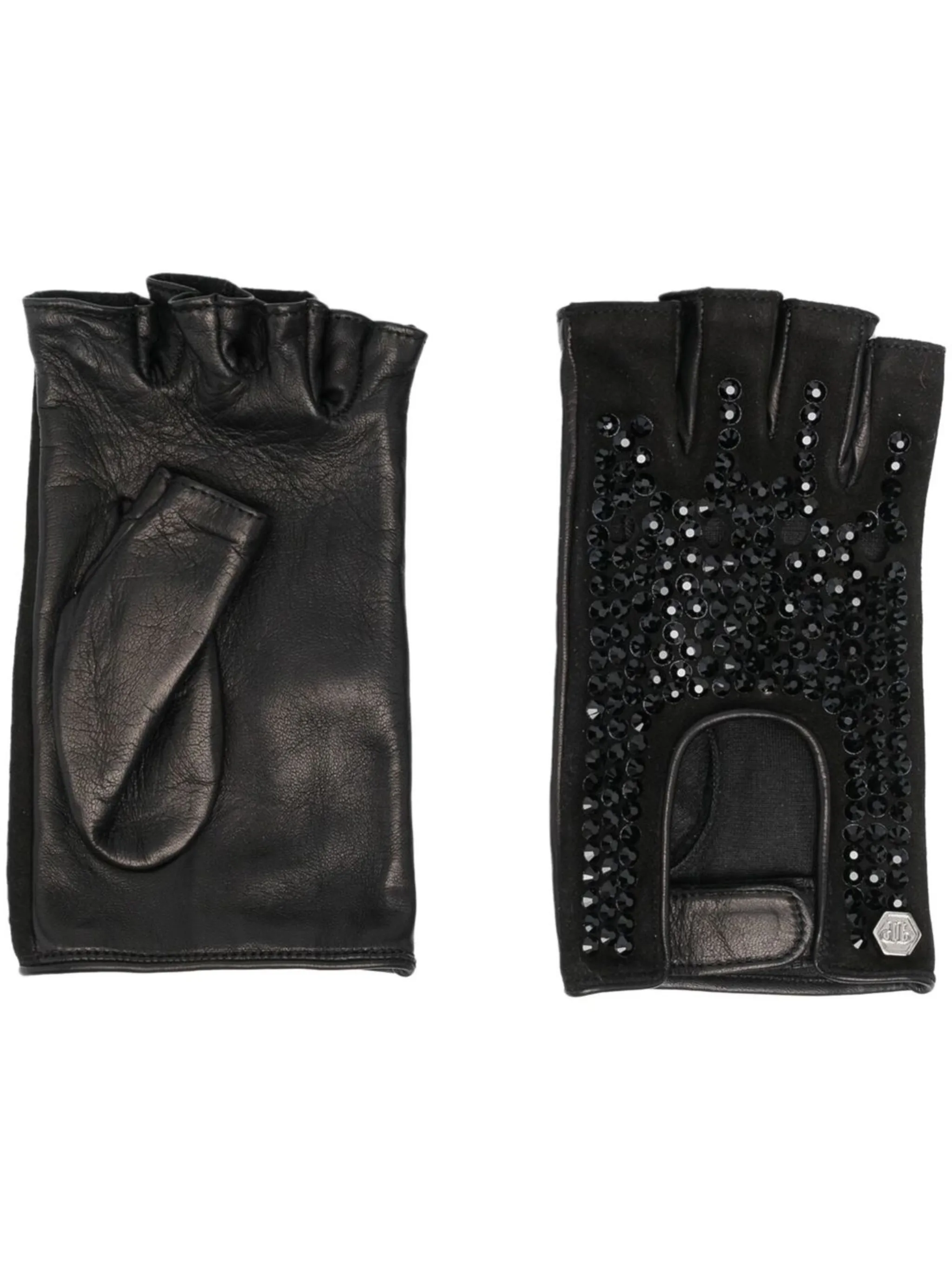 Philipp Plein crystal-embellished leather gloves