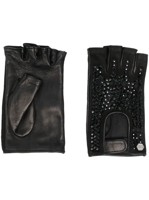 Gants en cuir à ornements en cristal - Philipp Plein - Modalova