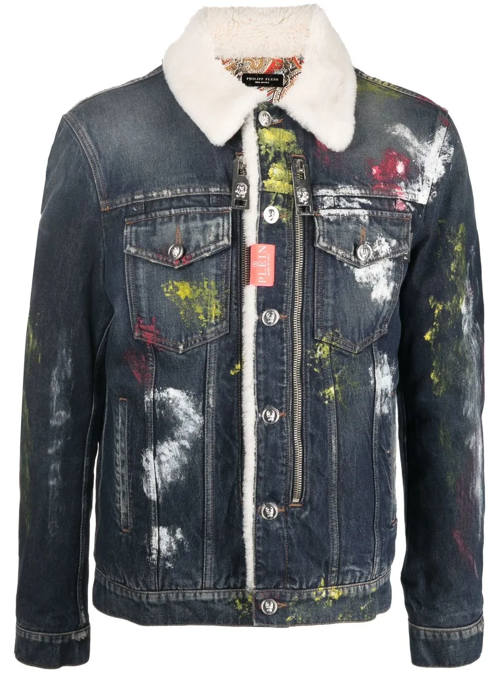 

Philipp Plein paint-splatter denim jacket - Blue