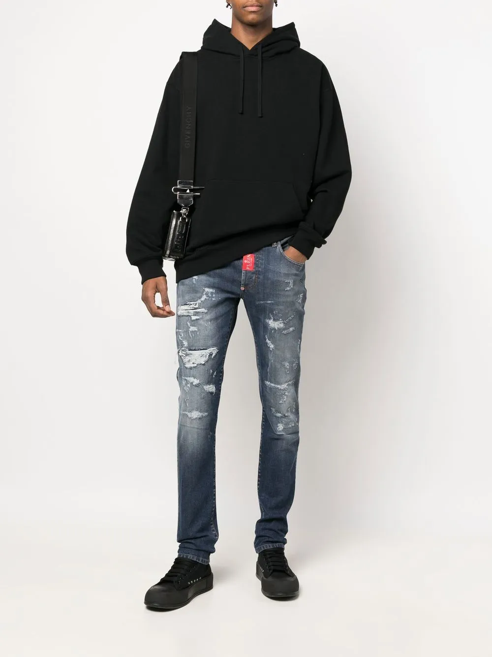 Philipp Plein Gerafelde jeans - Blauw