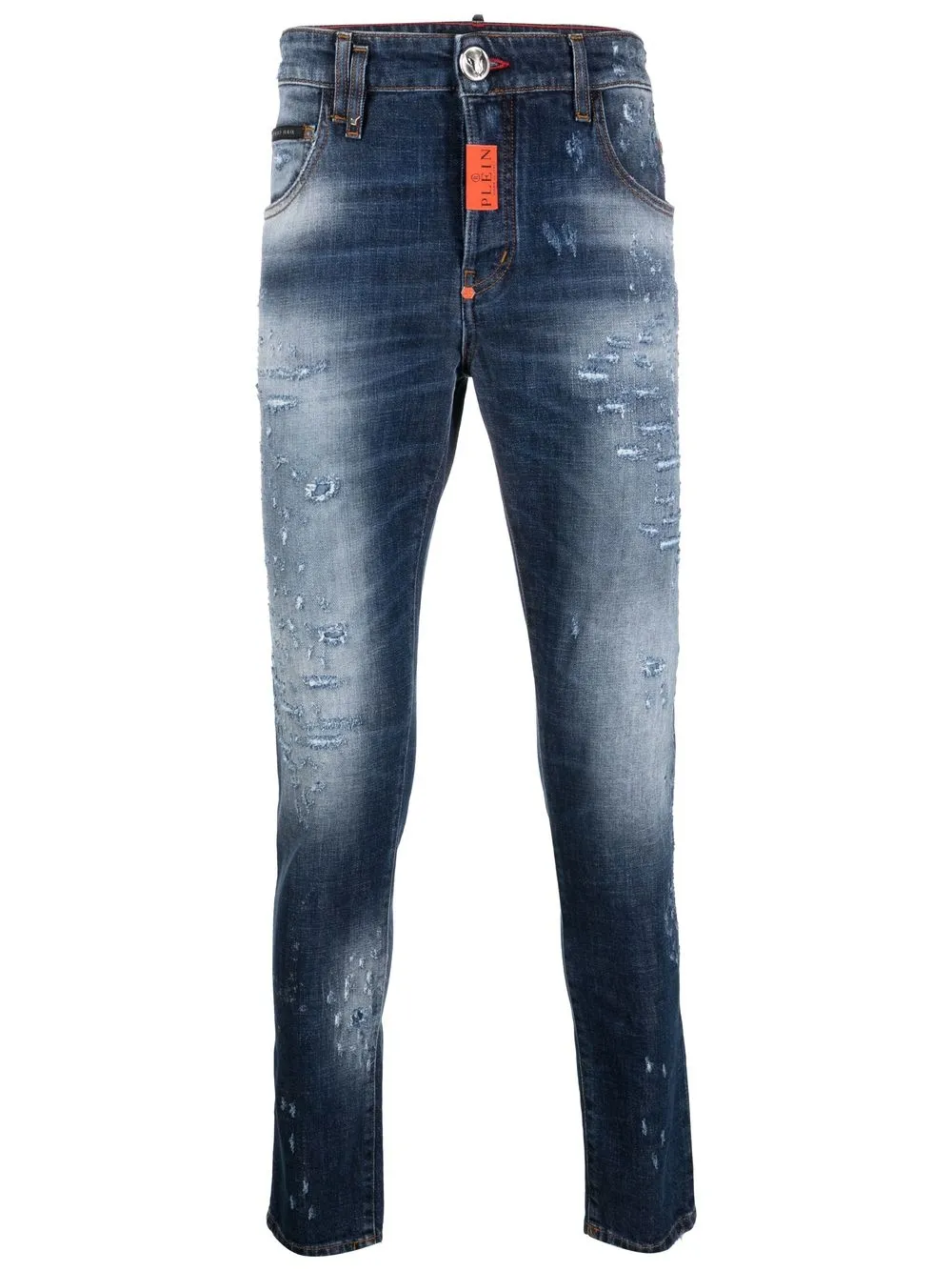 

Philipp Plein skinny jeans con efecto envejecido - Azul