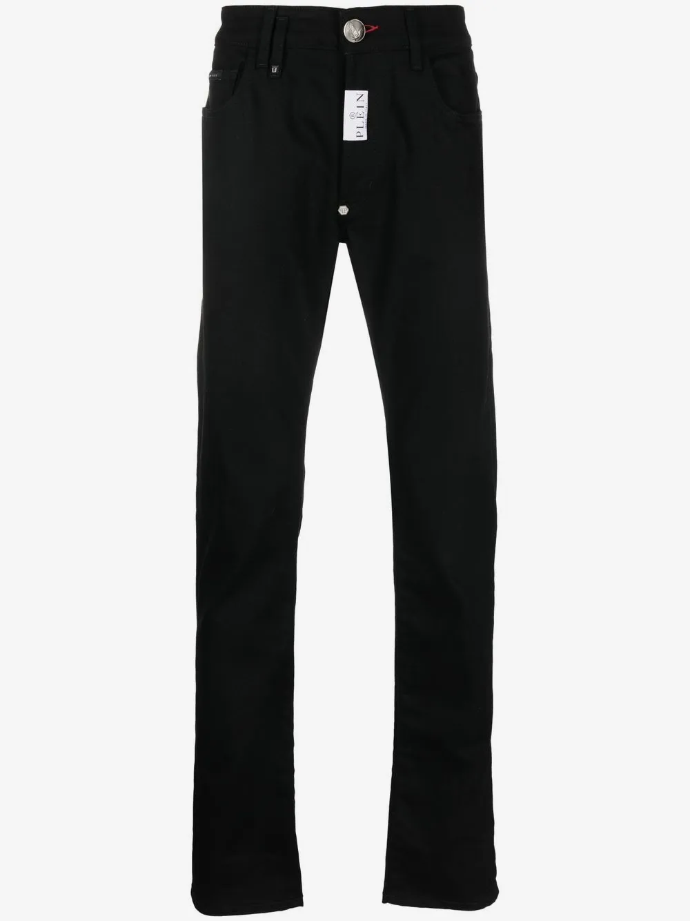Philipp Plein logo刺绣直筒牛仔裤 | 黑色 | Image 1