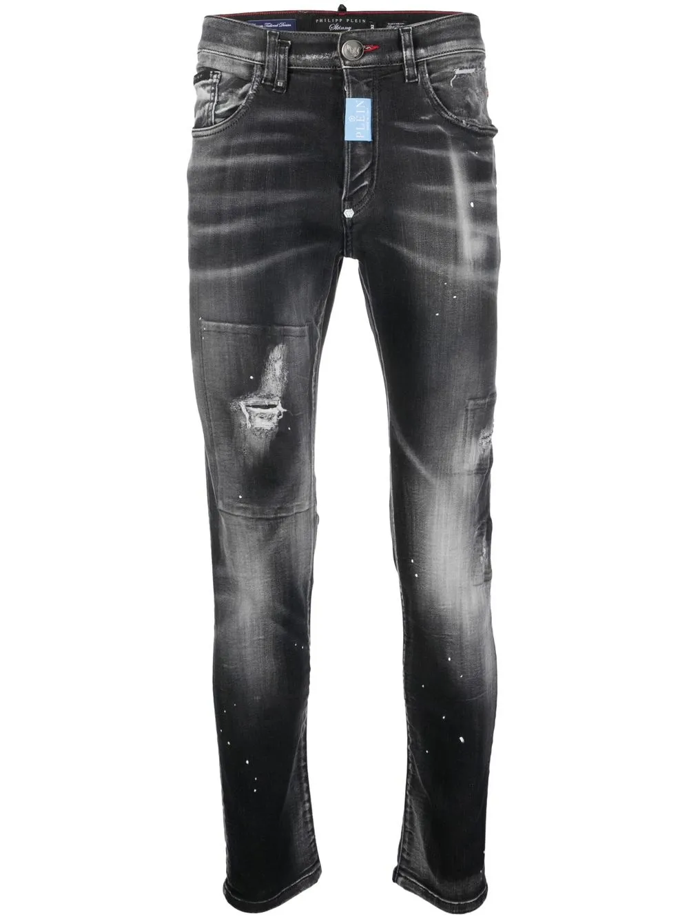 

Philipp Plein skinny jeans con efecto envejecido - Gris