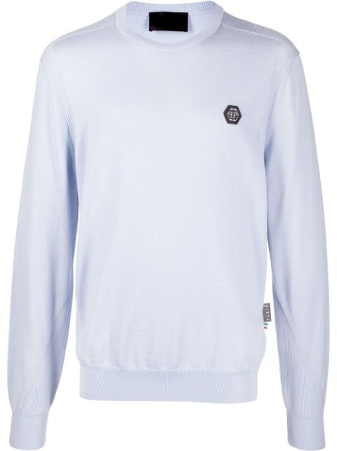 Philipp Plein logo patch merino wool jumper Men