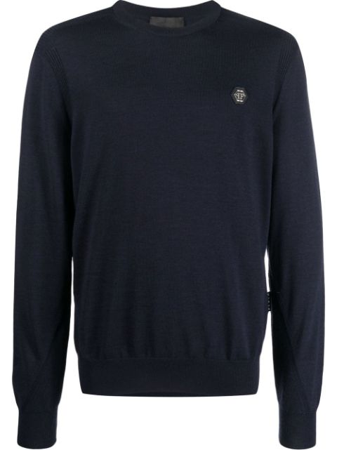 Philipp Plein logo patch merino wool jumper Men