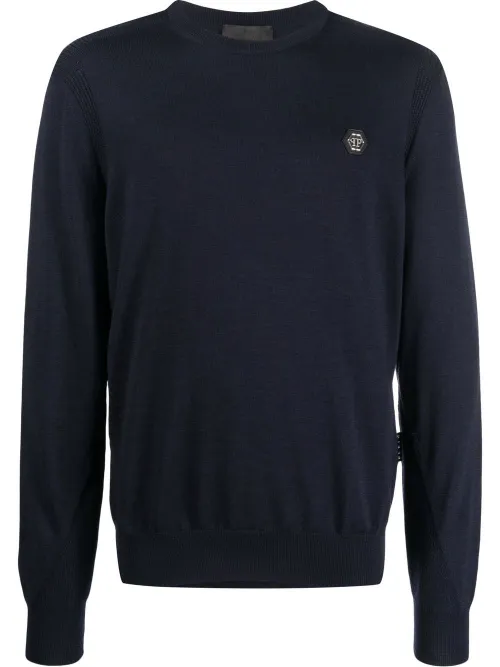 Pull en laine mérinos à logo imprimé - Philipp Plein - Modalova