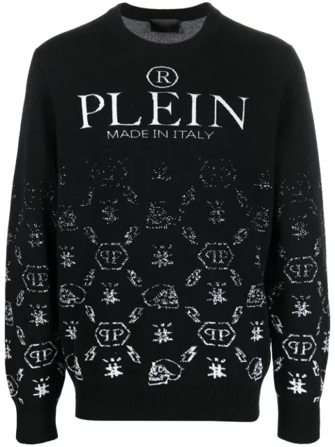 philipp plein logo印花圆领毛衣