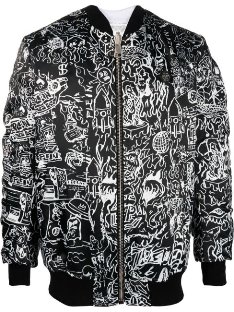 Philipp Plein skull-print bomber jacket Men