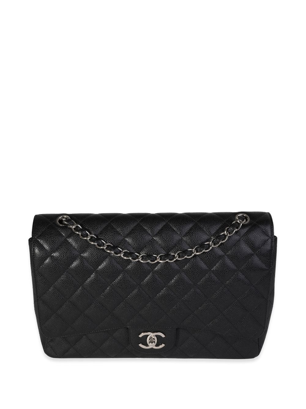 Pre-owned Chanel Double Flap Maxi Shoulder Bag In Black