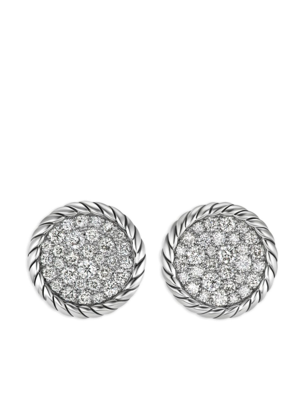 sterling silver DY Elements Button diamond stud earrings