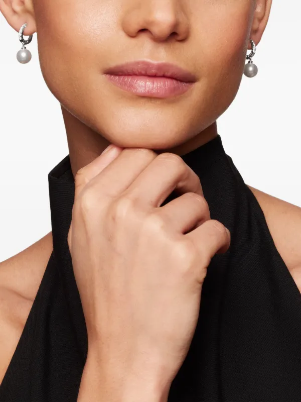 David Yurman Sterling Silver Pearl And Diamond Drop Earrings