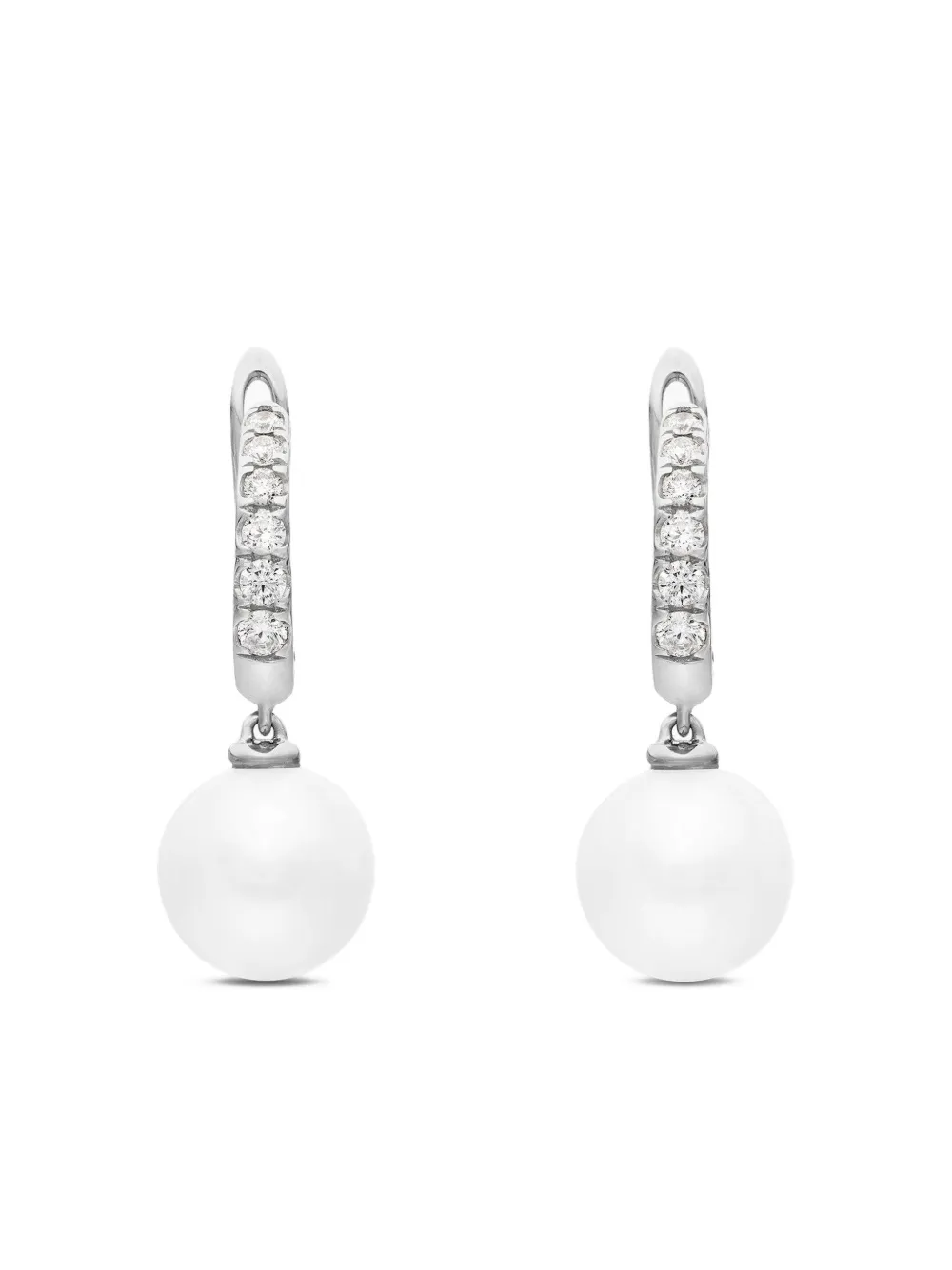 David Yurman パール&ダイヤモンド ピアス 15.6mm スターリングシルバー - シルバートーン David Yurman パール&ダイヤモンド ピアス 15.6mm スターリングシルバー - シルバートーン