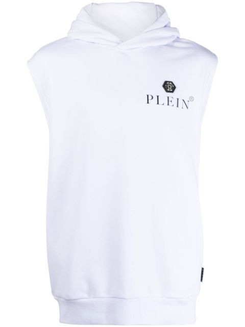 Philipp Plein logo-print sleeveless hoodie Men