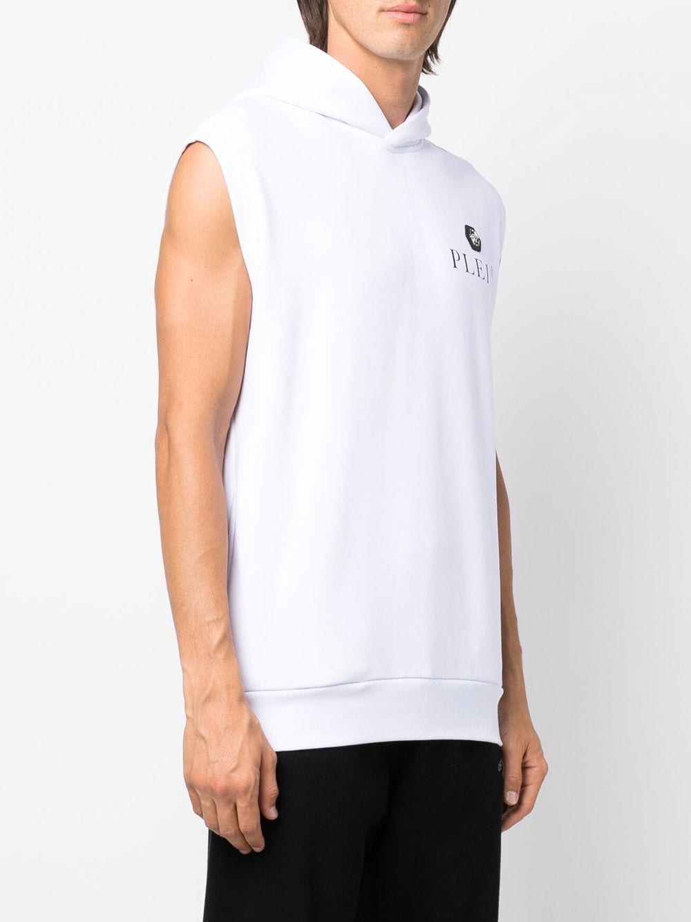 Shop Philipp Plein Logo-print Sleeveless Hoodie In White