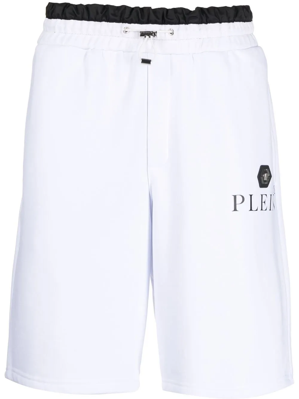 

Philipp Plein logo-patch drawstring track shorts - White