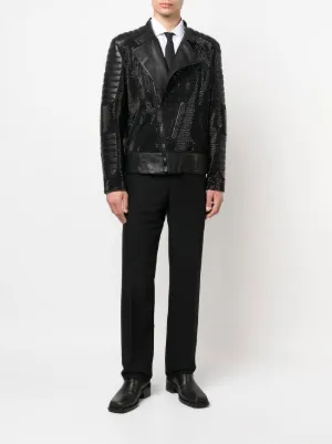 フィリッププレイン　ブラックレザー フード付きジャケット スカルデザイン Philipp Plein（フィリッププレイン）レザージャケット - FARFETCH