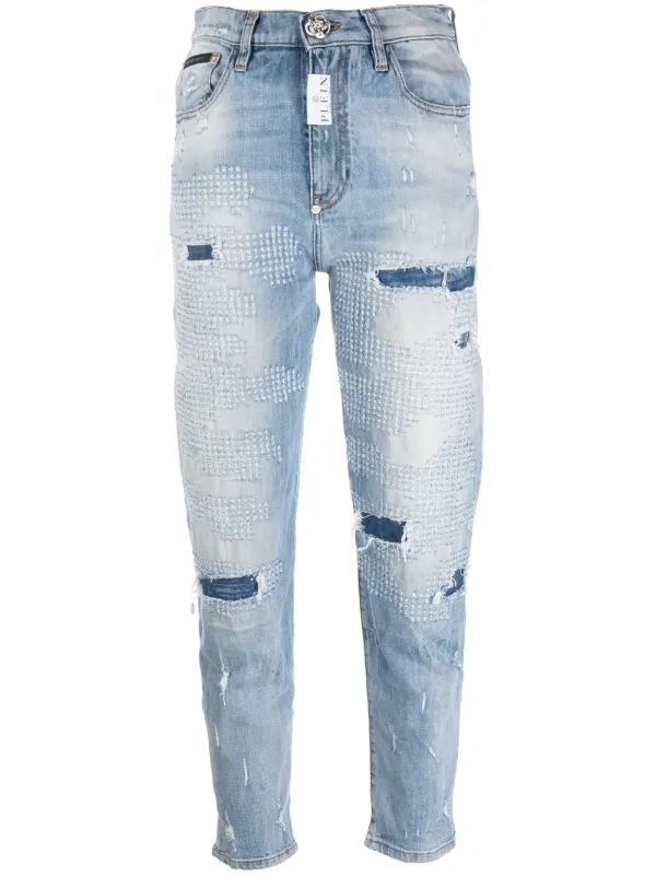 White distressed mom sales jeans