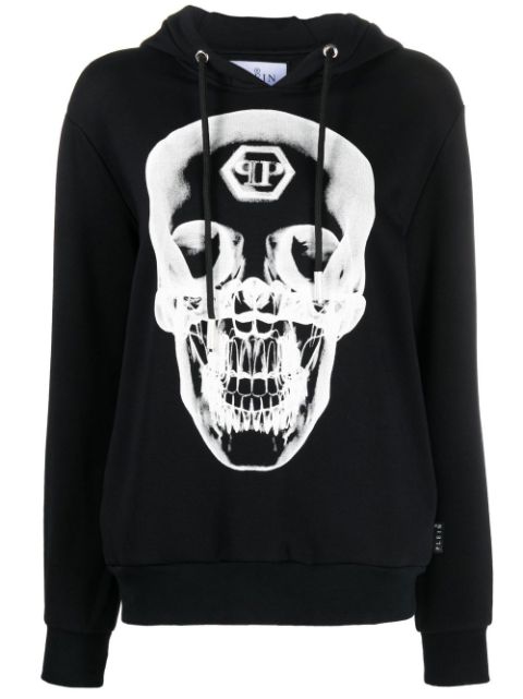 Philipp Plein skull-print cotton hoodie Women