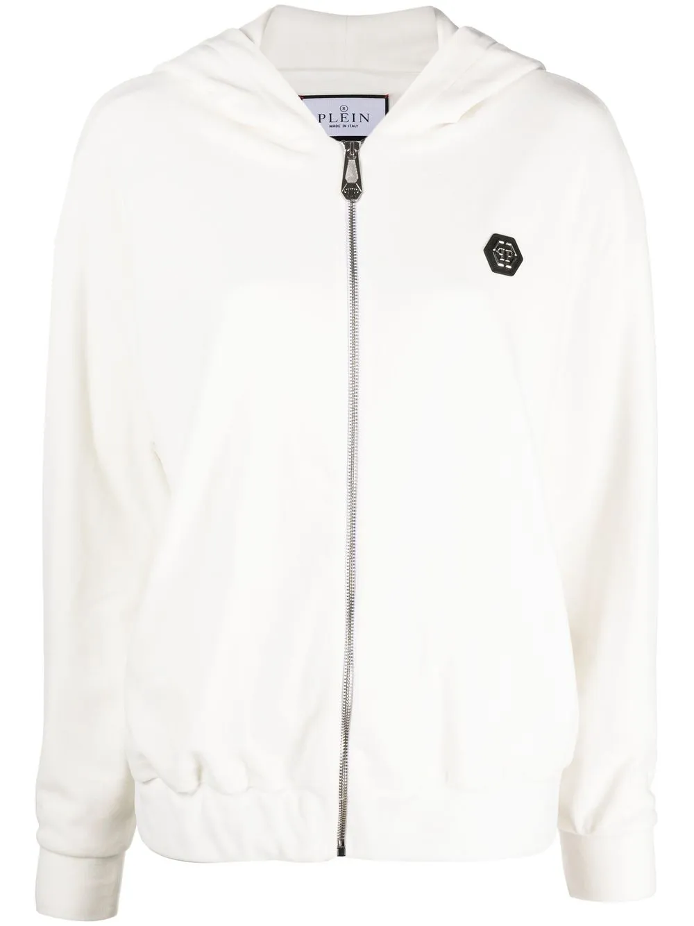 

Philipp Plein skull-appliqué zip-up hoodie - White