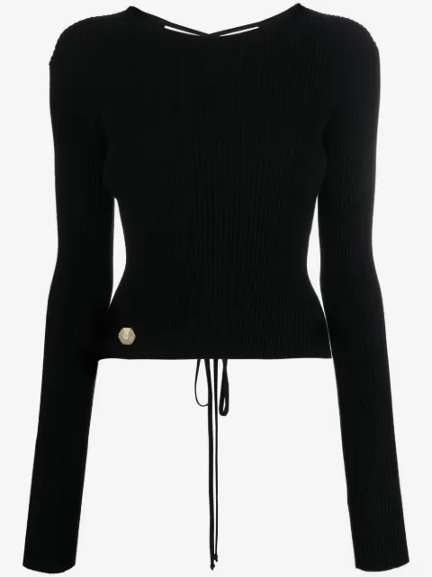 Philipp Plein lace-up detail knitted top