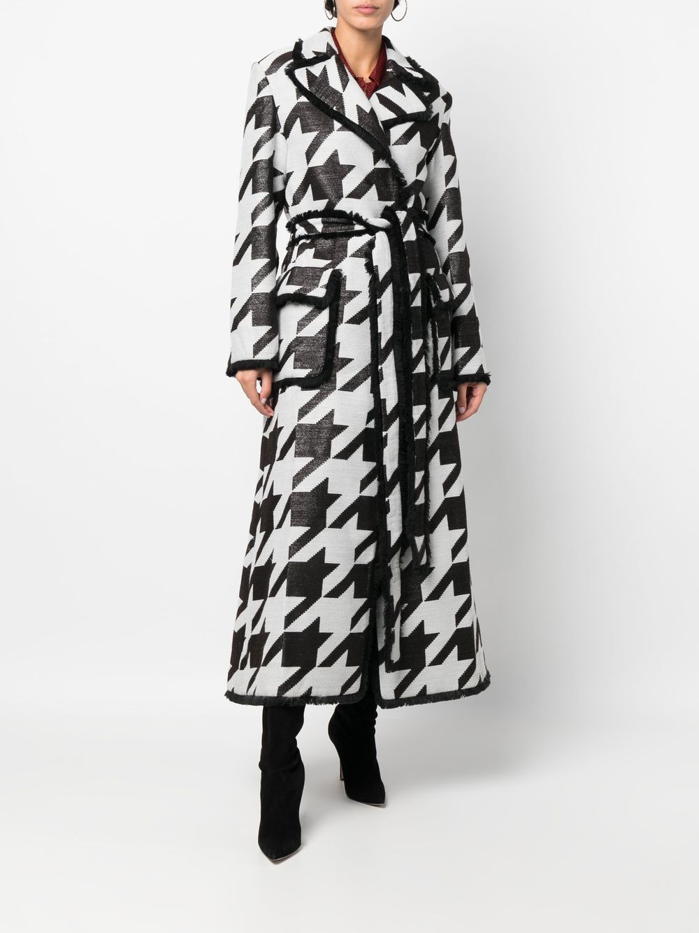 Philipp Plein houndstooth-print belted coat Women