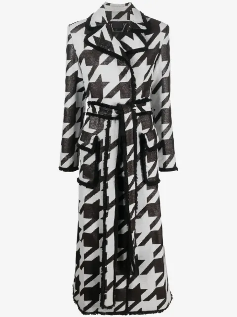 Philipp Plein houndstooth-print belted coat 