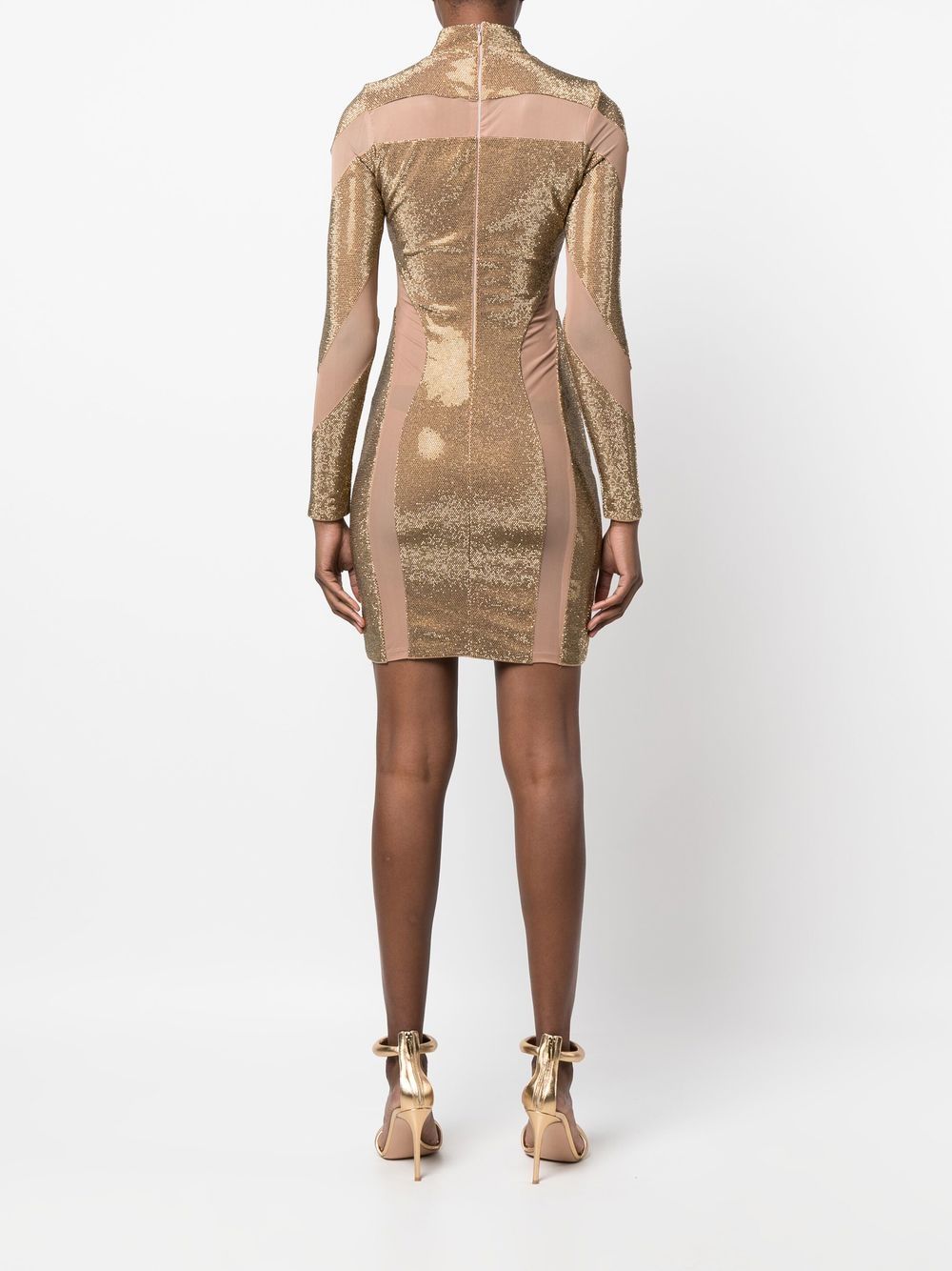 Shop Philipp Plein Crystal-embellished Panelled Dress In Gold