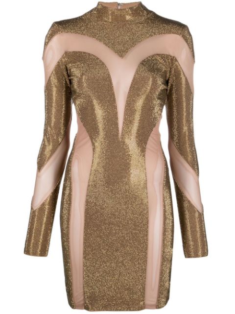 Philipp Plein crystal-embellished panelled dress Women