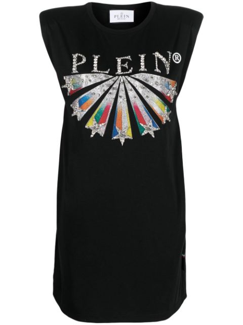 Philipp Plein embellished logo-print T-shirt dress Women