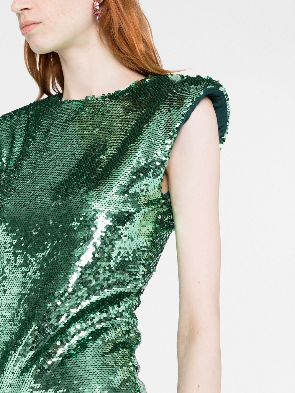 Shop Philipp Plein Sequin-embellished Sleeveless Dress In Green
