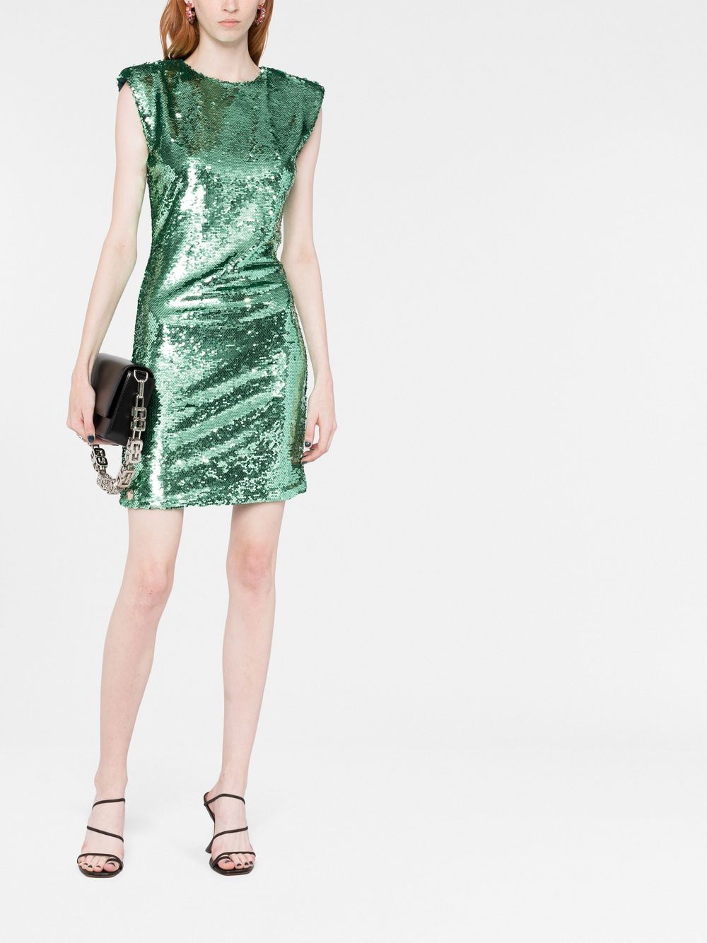 Shop Philipp Plein Sequin-embellished Sleeveless Dress In Green