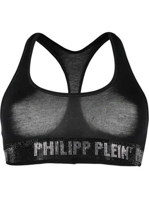 Philipp Plein Top esportivo de algodão com aplicação de logo