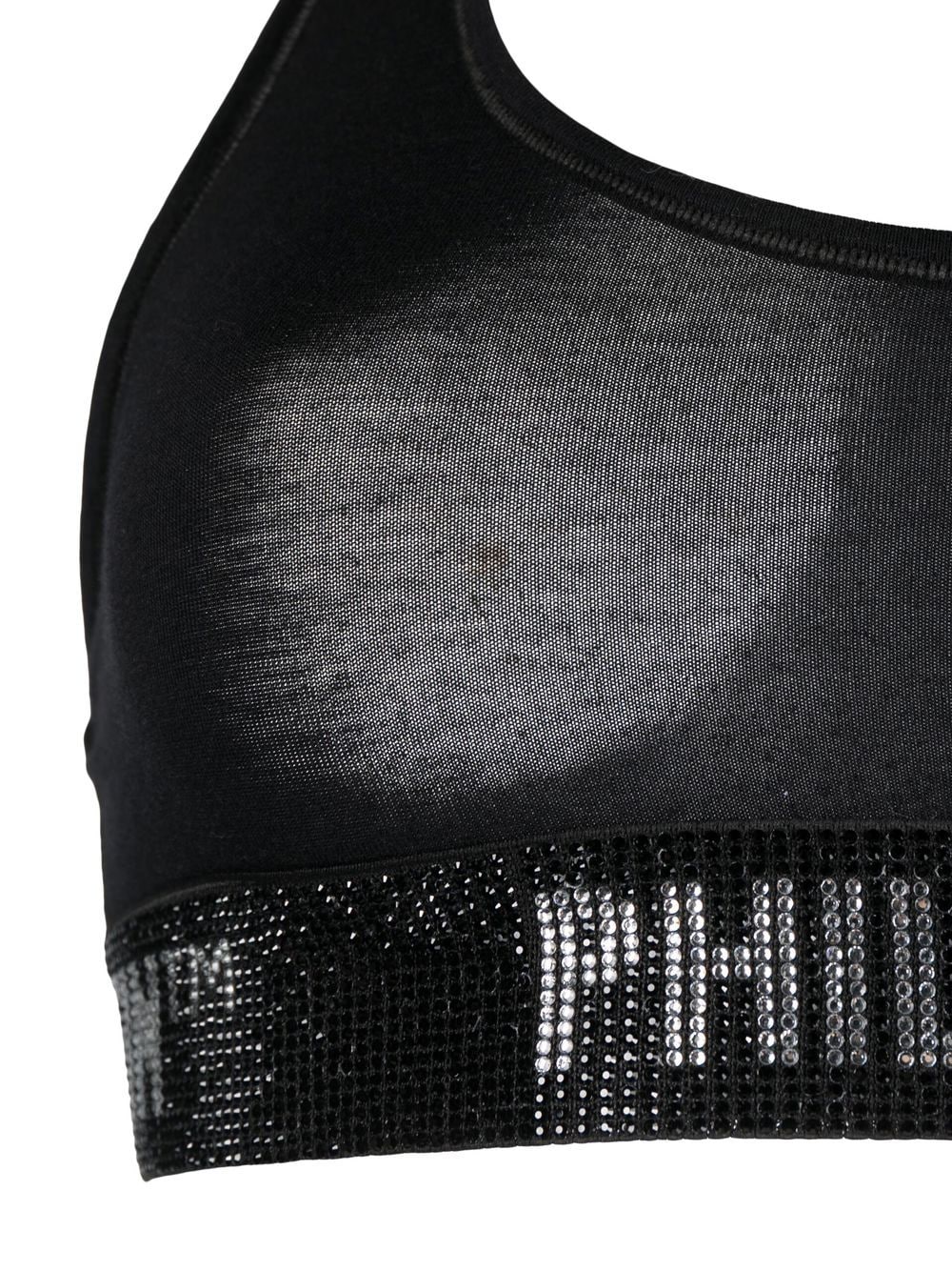 Shop Philipp Plein Logo-embellished Cotton Sports Bra In Black