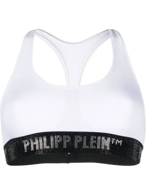 Philipp Plein logo-embellished cotton sports bra