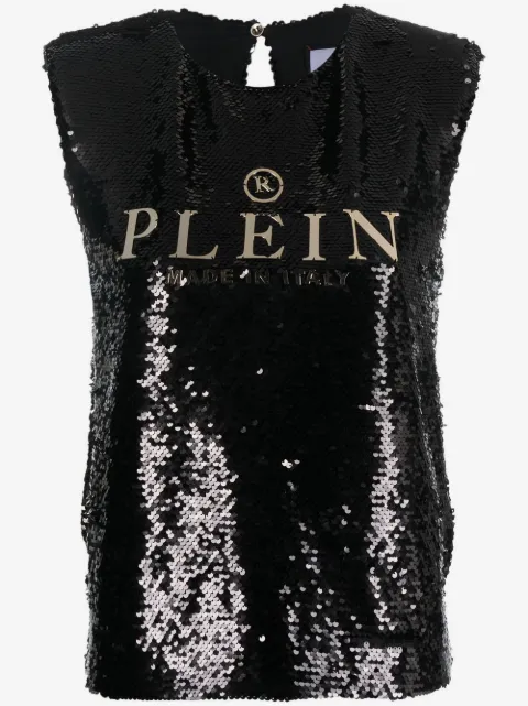 Philipp Plein sequin-embellished sleeveless blouse